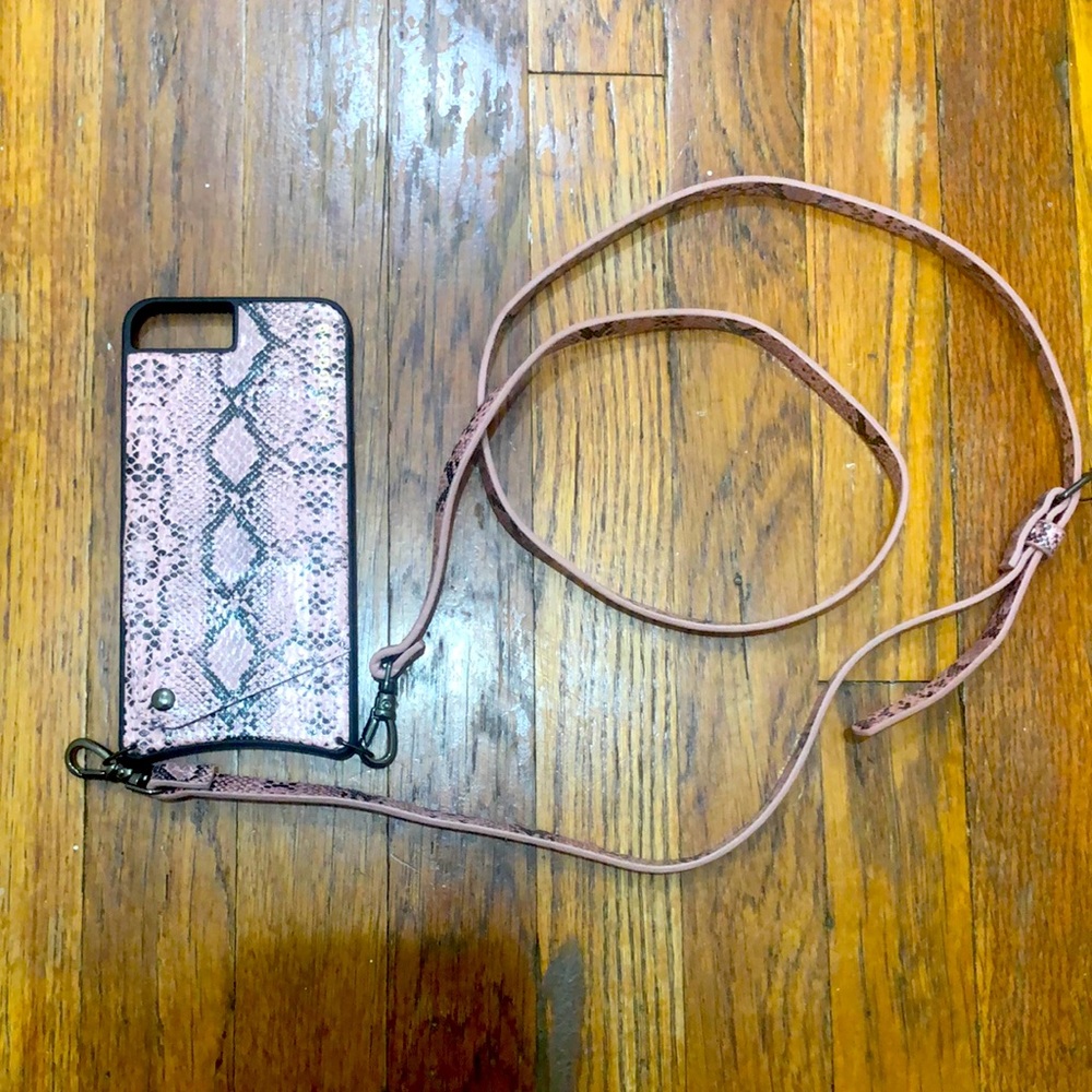 Bandolier Pink Snakeskin Crossbody Wallet Phone Case